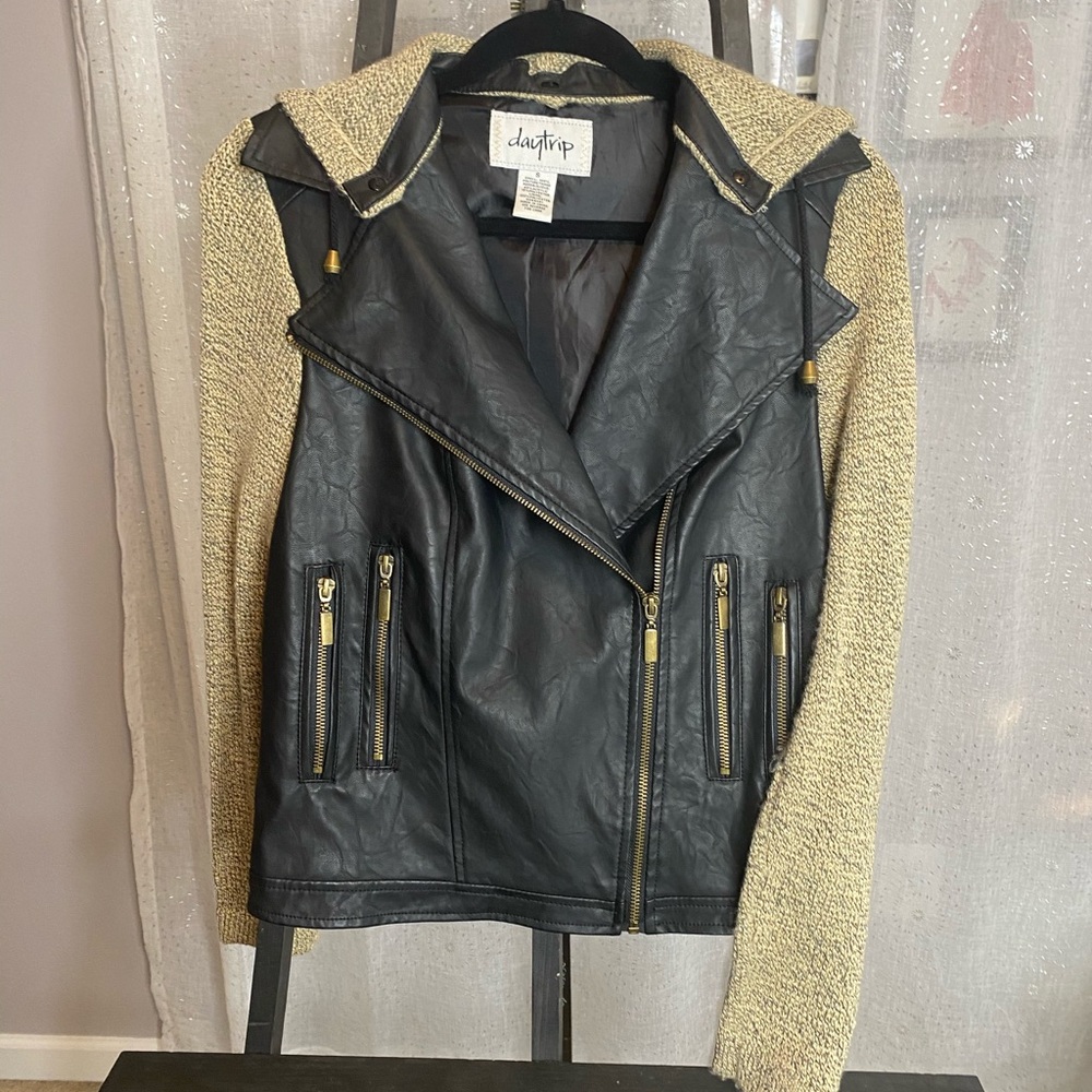 Daytrip faux leather hooded jacket